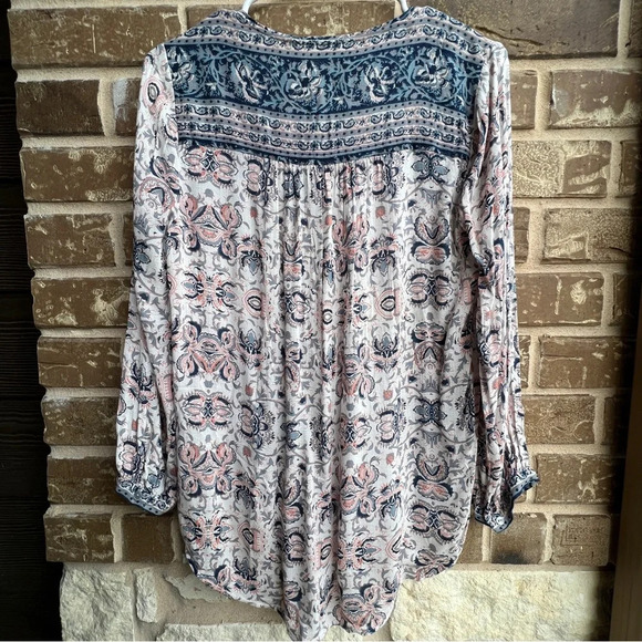 Lucky Brand Half Placket Peasant Boho Top, size Small - Picture 3 of 7